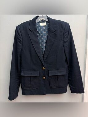 Billy Reid Linen Blend Navy Blazer, Size 6
